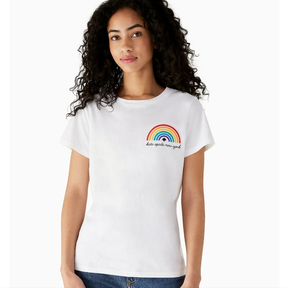 Kate Spade Rainbow White T-shirt Small